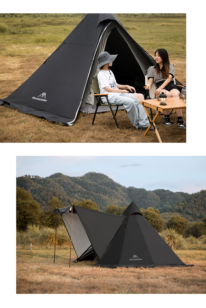 Cheap Goat Tents MOUNTAINHIKER 3 4 Person Outdoor Pyramid Tent with Inner Tent with Tarp Family Picnic Hiking Travel Equipment Camp Teepee Tents   